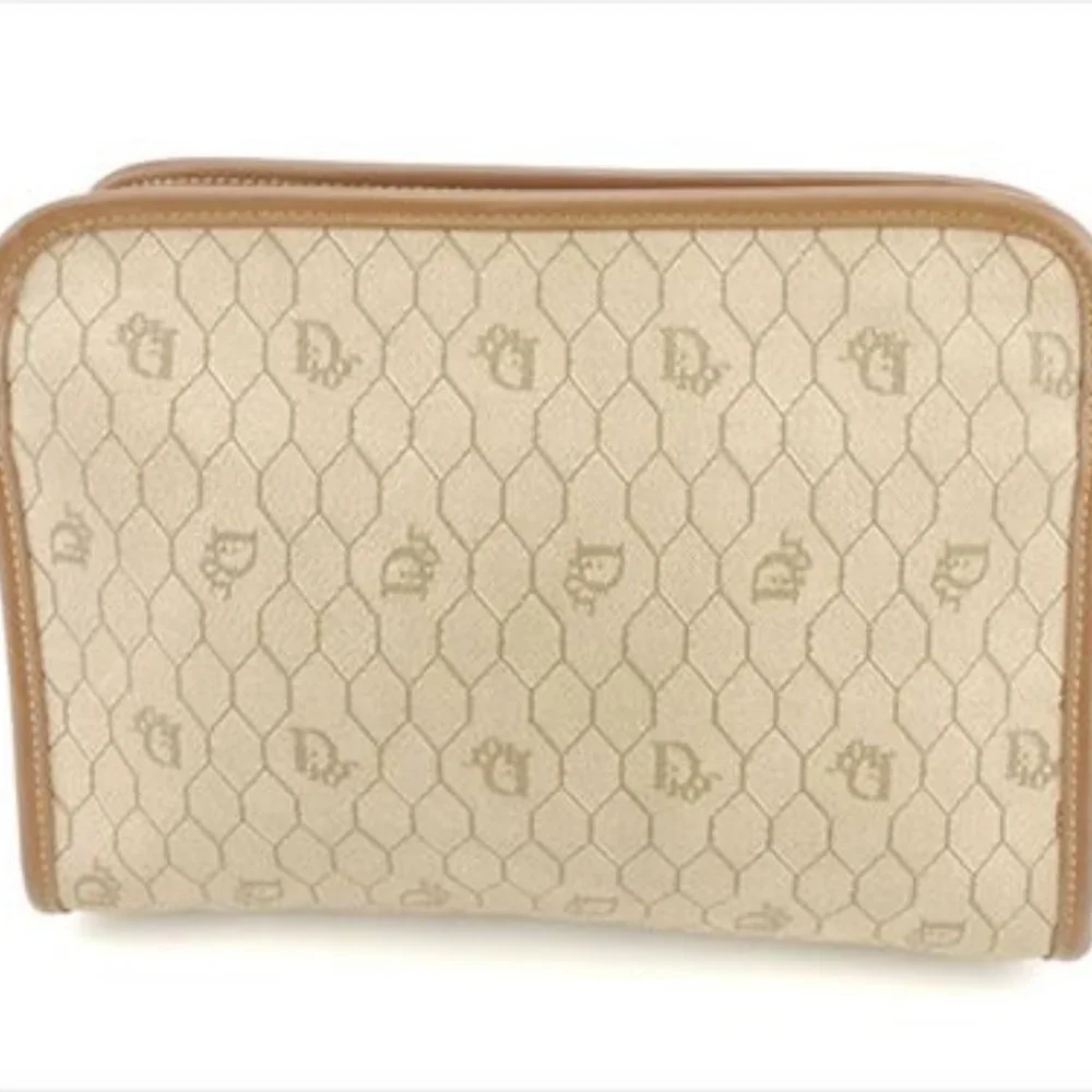 AUTH Dior Clutch bag Beige PVC Leather Woman